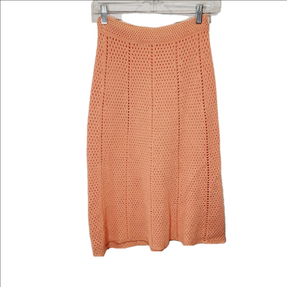 Wilfred Evie Crochet Knit Papaya Orange Midi Skirt